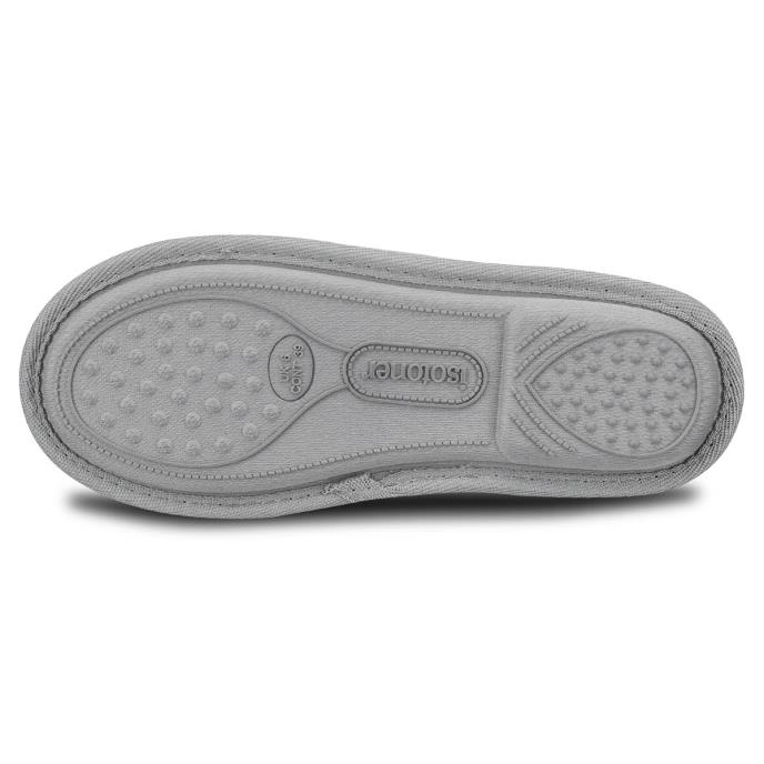 Isotoner® Ladies Marl Quilted Mule Slipper With Striped In Sock Grey Extra Image 5